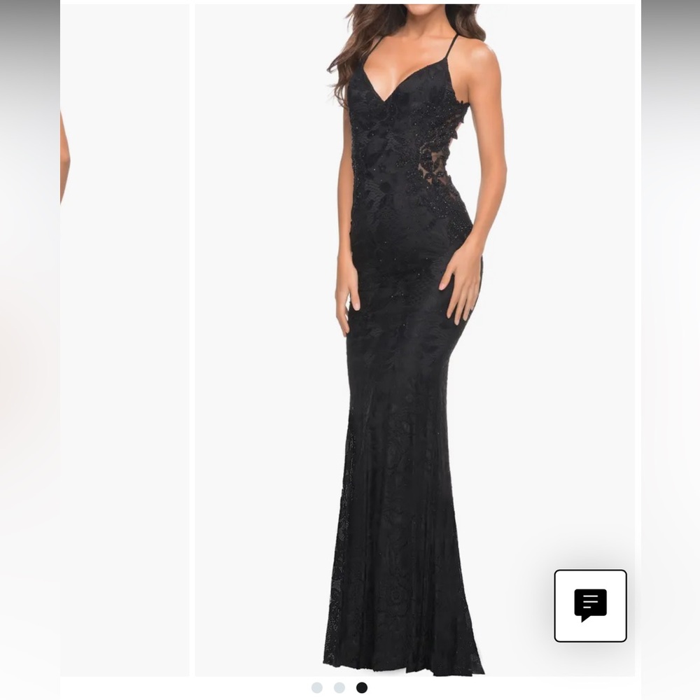 La Femme Stretch Lace Gown